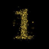 Sparkling number 1 of glittering stars bokeh