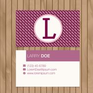 Business card with alphabet letter on a wood background N16