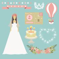 Beautiful Bride symbol of love on sweet background Vector illustration