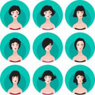 Woman hairstyle silhouette set