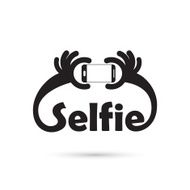 Taking selfie portrait photo on smart phone concept icon