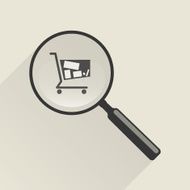 Magnifier icon and shopping trolley
