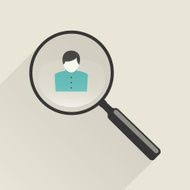 Magnifier icon with man