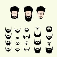 Vector set of hipster style haircut glasses beard mustache N3