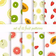 Set of seamless fruit patterns