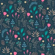 Vector seamless floral pattern Romantic cute background with hand drawn N6