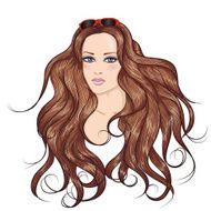 Face brunette girl in sunglasses with long hair