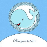 Children&#039;s card with a blue whale N2