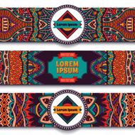 Festive colorful ornamental vector ethnic banner set