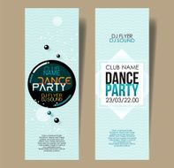 Set of two vertical light blue music party flyers