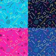 Retro 80s seamless pattern background set N4