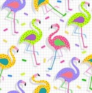 Retro 80s flamingo pattern background