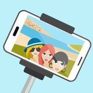 Three girls making summer selfie photo Vector cartoon illustration N2
