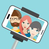 Three friends making summer selfie photo Vector cartoon illustration N2