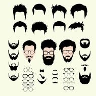 Vector set of hipster style haircut glasses beard mustache N5