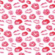 Seamless pattern - red lips kisses prints background N3