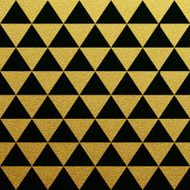 Gold seamless pattern of triangles on black background
