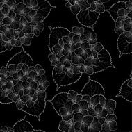 Beautiful seamless background with monochrome black and white flowers N2