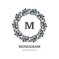 Vector logo abstract design Vintage elegant monogram template N3