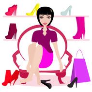 Woman in a shoes store