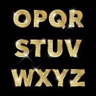 Gold glittering metal alphabet set O to Z uppercase