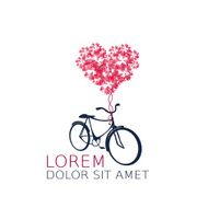 Retro bicycle with heart balloon