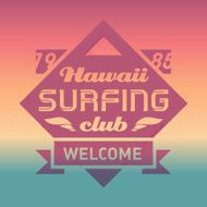 Hawaii Surfing club vintage label with waves Surf Vector logo