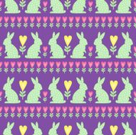 Cute Easter Pattern with Bunny and flowers