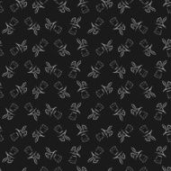 Seamless pattern with cartoon cute outline rabbit in the hat