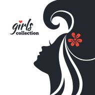 Beautiful woman silhouette with flowers Girls collection N11