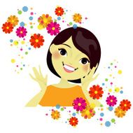 Girl&#039;s face with flowers