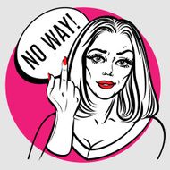 Beautiful woman showing middle finger Pop art poster