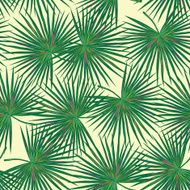 Seamless vector tropical fashion pattern with green palm leaves N2