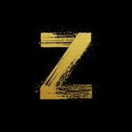 Gold glittering brush hand painted letter Z