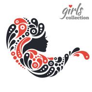 Beautiful woman silhouette with flowers Girls collection N13