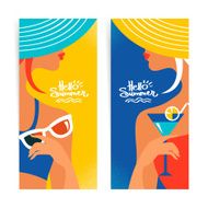 Set of summer banners with beautiful women silhouettes Vector i