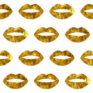 Golden woman lips seamless pattern