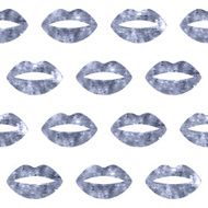 Silver woman lips seamless pattern