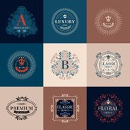Luxury logo template ornament labels set N3