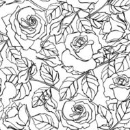 Vector delicate line rose pattern