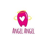 Vector cartoon A letter glossy pink logotype with wings and