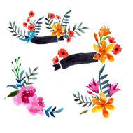 Wildflowers blooming delicate flowers background painted watercolors N14