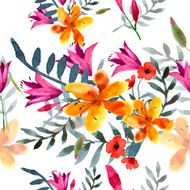 Wildflowers blooming delicate flowers background painted watercolors N17