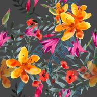 Wildflowers blooming delicate flowers background painted watercolors N18