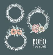 Ornamental Boho Style Frames and elements