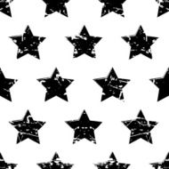Hand drawn vector seamless pattern black stars on white background N2