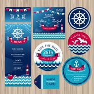 Set of marine wedding cards N2