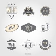 Wi fi nine icons in vintage retro style N2