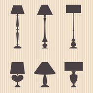 Set of silhouettes lamps