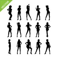 Sexy lady and dancing silhouettes vector set 11